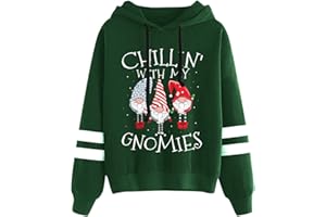 Zilosconcy Weihnachtspullover Damen Oversize Weihnachtspulli Weihnachts Hoodie Partner Lustige Pullover Weihnachten Weihnachts Zwergen Print Langarm Strickpullover Baumwolle Ugly Christmas Sweater