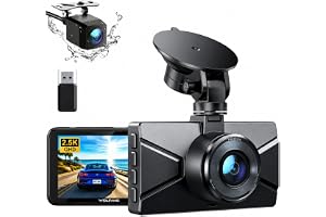 WOLFANG Dash Cam Fram och Bak 2,5K, Dashcam med 3,0" LCD-skärm, Super Night Vision, Loop Recording, G-Sensor, 170 vidvinkel H
