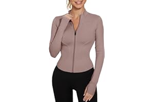 IECCP Womens Gym Tops Long Sleeve Sports T-Shirt Fitness Workout Yoga Crop Tops Ladies Running Tee Shirts Half Zip Breathable Activewear with Thumb Holes