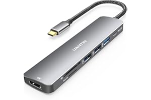 UANTIN USB C Hub 7 in 1 Multiport Adapter with 4K HDMI Dongle, 100W PD, SD/TF Card Reader, 3 USB-A, USBC Docking Station for MacBook Mac Pro/Air, Dell, HP, ASUS, Acer and Other Type C Laptops