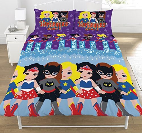 Superhero Girls Single/Double Reversible Duvet Cover Bed Set (Double Duvet Cover)