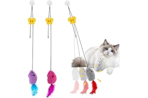 jatimdotin 3 Stück Katzenspielzeug, Selbstbeschäftigung Hängende Türrahmen Elastische Katzen Spielzeug, Katzenspielzeug Mäuse mit Quietschgeräusch für Katzenauslauf und gegen Langeweile