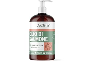 AniForte Omega 3 & 6 Olio di Salmone per Cani 500ml - Acidi grassi Omega-3, olio di pesce puro di alta qualità, integratore alimentare per cani
