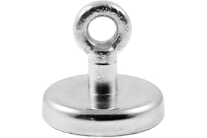 Magnetastico® | 1 Pieza imán con hembrilla de neodimio N35 42 mm Ø | Fuerza de atracción 68.0 kilogramos | 1 neodimio imán con argolla Ultra Potente, galvanizados y Muy Robusto