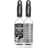Microplane mutfak rendesi &ccedil;ok kaba patates, kabak, havu&ccedil;, elma, lahana ve peynir i&ccedil;in paslanmaz &ccedil;elik bı&ccedil;aklı, siyah renkte, 