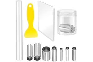 BLUESEABUY 10 Stk Polymer Clay Werkzeuge Set Ton Modellierwerkzeug Skulpturenwerkzeugsatz 7 Modellierung Round Carving Kits mit Lehm Acrylroller Tonwalzer Acryl-Trägerplatte Schaber für DIY-Tonkeramikhandwerk