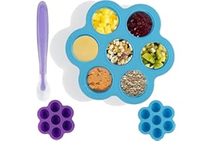 Babybrei Einfrieren Behälter ACTOYS 2 Stück brei Einfrieren Behälter, Einfrierbehälter Babynahrung Einfrieren Behälter, Silikon Beikost Einfrieren Behälter, Babybrei Behälter, BPA-frei - 7 x 60ml