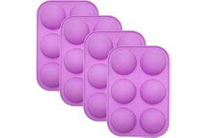 YXHZVON 4 Pezzi Stampo in Silicone Palla, 6 Fori Cioccolato Stampi Emisfero Teglia ø 5 cm Per il Cioccolato, Torta, Gelatina, Mousse Cupola (Viola)