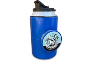 Chill-N-Reel Fishing Can Cooler with Hand Line Reel Attached | Hard Shell Drink Holder Fits Any Standard Insulator Sleeve or Coozie | Unique Fun Fishing Gift