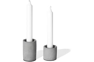 anaan High & Low Candelabros Portavelas de Velas Soporte Hormigon Concreto Decoración Hogar Diseño Geométrico Industrial Moderno (Juego de 2, L+S)