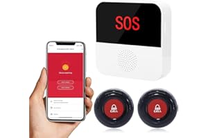 ChunHee Tuya Wifi Smart Wireless Caregiver Pager Call Button System Nurse Calling Alert System for Elderly Patient Seniors Disabled Kids 2 Emergency Panic Button 1 Receiver(only Support 2.4GHz Wi-Fi)