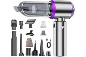 CHOLANG 20000PA Aspirateur à Main,4-in-1 Mini Aspirateur sans Fil avec Moteur sans balais Batterie 6000mAh Type C Dépoussiéreur d'air & Souffleur d'air & Pompe pour la Voiture, Le Bureau et la Maison