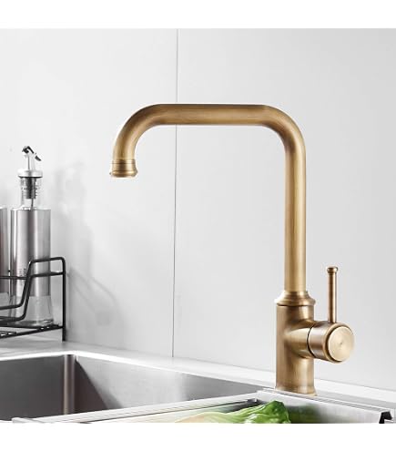 Robinet Cuisine Noir Rétro - Laiton - 2 Poignées Céramique - Bec Pivotant 360° - Économie D'Eau