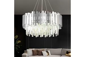 ‎AHXIAOZN AHXIAOZN Modern Kronleuchter Kristall Leuchte,Kristall Deckenleuchte Silver,9xE14 Lichter für Esszimmer, Küche, Wohnzimmer, Schlafzimmer, Flur, Café,Bar