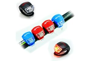 CONSTEFIRE 4 Pezzi Luci per bicicletta, Luce Bici Anteriore e Posteriore Impermeabile, Intelligente 3 Modalià Bicicletta, Illuminazione Bicicletta Set,Ciclismo Non Ricaricabile, Batterie incluse