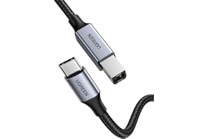 ‎UGREEN UGREEN USB C Druckerkabel USB B auf USB C Kabel Scannerkabel mit Nylonkabel und Aluminiumstecker kompatibel mit iPhone 15 Serie MacBook Matebook Canon Epson Drucker DAC MIDI Tastatur usw (Silber 1m)