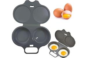 DHHYWWD Microwave Egg Poacher, Reusable Poached Egg Maker with Lid microwave Egg Cooker, Double Cups Egg Poachers for Breakfast (dark gray)