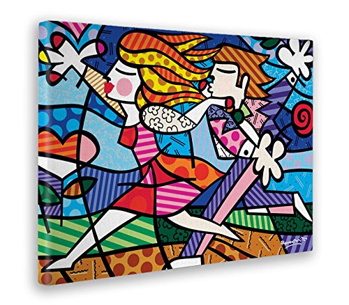 Giallobus - Cuadro - Impresion EN Lienzo - Romero Britto - Fuga D'Amore - 50 x 70 CM