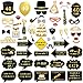 Produktbild 40. Geburtstag Photo Booth Props, Konsait Fotorequisiten Fotoaccessoires Geburtstag Foto Maske mit Stick für männer frauen Schwarz & Gold 40. Geburtstag dekoration lustige geschenke (53 zählt)
