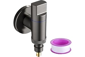 Wasserhahn Waschmaschine WISIRENT, 1/2 und 3/4 Schwarz Eckventil Waschmaschine Wandmontage Waschmaschinenhahn, Waschmaschinenanschluss Der Waschmaschine Wasserstopp für Wasserhahn Ventil