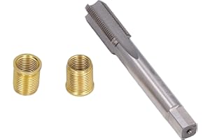 AXPPIN Taraud M14 x 1,25, 102,7 mm en acier inoxydable - Inserts filetés M12 x 1,25 - Outils de réparation avec 10 M12 x 1,25 - Inserts pour trous filetés pour bougies d'allumage de 14 mm x 1,25 mm