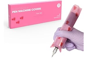 EZ TATTOO EZ Coperture per Macchine Tatuaggio - 200pezzi (5cmx16cm) Stampa Cuore Rosa Monouso Borse Portapenne per Tatuaggi per la Macchina per Tatuaggi