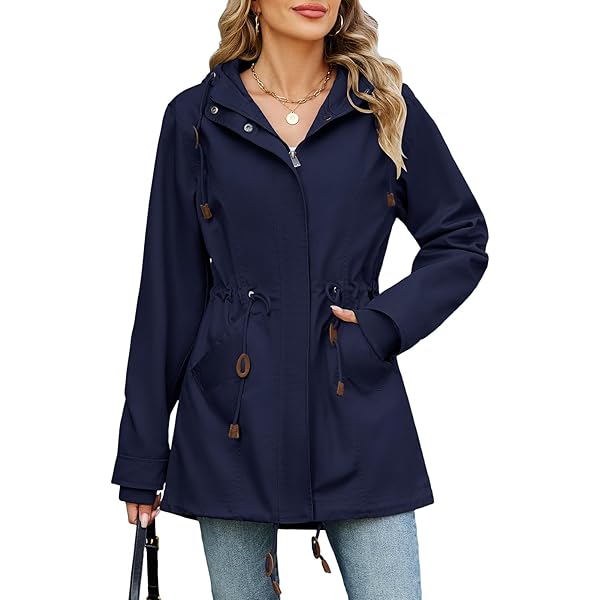 Vancavoo Overgangsjas voor dames, outdoor, korte jas, lente, elegant, voorjaarsjas, lichte gevoerde winterjas, katoenen parka met capuchon met trekkoord, voor lente, zomer, herfst, grijs, S