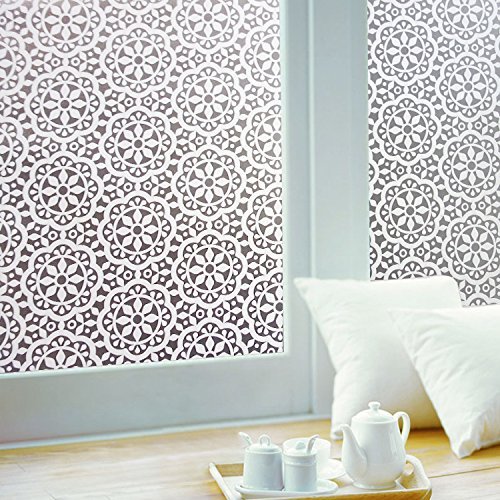 Lifetree 022 Selbstklebend ohne Klebstoff Fensterfolie Statisch Folie Sichtschutzfolie Blume 90 * 200CM