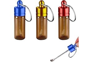 AABDTYYD Portatili Contenitore per Spezie, Set da 3 Contenitori Mini in Vetro 6cm per Spezie, Zucchero (Rosso, Oro, Blu) con Portachiavi, Barattoli per Spezie da Viaggio e Cucina