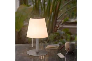 FUYO Lampe de Table Solaire Extérieure, 2in1 Rechargeable Lampes de Table à LED 7 Couleurs Dimmable Lampe de Table a Pile Sans Fil pour Intérieure Salon Chambre Patio Jardin Terrasse (Gris)
