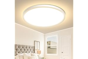 ‎ZEMTY zemty Deckenlampe LED Deckenleuchte Flach Rund - Warmweiß 24W 3000K 2100LM Modern Led Panel Badezimmer Lampe Badlampe Decke Küchenlampe für Bad Flur Schlafzimmer Balkon Treppe Keller Ø 22 CM