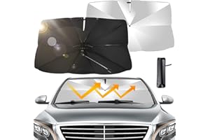 FFTANXS Pare Soleil Voiture Pare Brise Avant,Pare Soleil Voiture,136.5 * 76CM Pare Soleil Parapluie pour Voiture AVCE 360° Tourner Poignée,Pare Soleil pour Bloque 99,9% Rayons UV