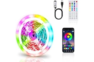 ‎PSTAR LED Strip 1M, RGB LED Streifen Selbstklebend, Farbwechsel Led Band mit 44 Tasten Fernbedienung+Intelligente APP, TV LED Hintergrundbeleuchtung für TV, Party, Weihnachten usw