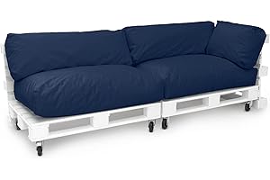 Spatium Jumbo XXL Palettenkissen Set abnehmbar Bezug wasserdicht gesteppt Palettenpolster Palettenauflage Palettensofa (Dunkelblau, 5er Set)