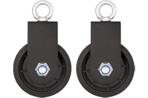 LFJ Blok koła pasowego obrotowego, pojedynczy bloczek z uchwytem montażowym w kształcie litery U, obrotowe koło pasowe podnoszące, wałek do liny drucianej, lina do kulturystyki, 2 szt