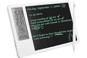 YUNIR LCD-Schreibtablette mit Stift, elektronischer Desktop-Kalender LCD-Handschrifttafel Typ C Wiederaufladbarer Notizblock mit Digitalfunktion und Alarmfunktion für Schulen, Büros, Privathaushalte