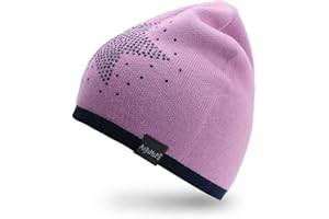 AnJuHoPa Bonnet tricoté pour Fille Douce avec Motif Cheval ou Strass étoile Rose Marine Couleur contrastée pour la Taille de la tête 45 cm-54 cm Filles