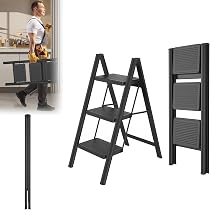 Scala Pieghevole A 3 Livelli LZQ - Pedali Larghi 30x20 Cm, Portata 270 Kg, Antiscivolo, Per Casa E Giardino