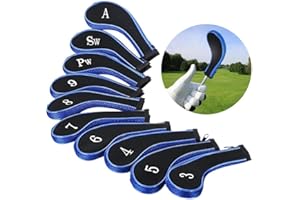 VVHOOY Golf Iron Head Cover Club Heads Protector Wedge Headcovers Long Neck with Zip, Golf Clubs Iron Head Covers Set Compatible for Titleist Callaway Ping Callaway Taylormade Cobra Nike