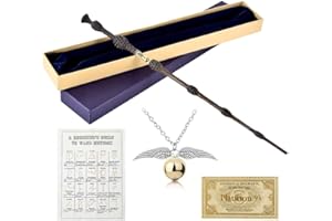 WDKXCN Dumbledore Zauberstab, 37CM Elderstab aus Stahlkern und Harz, Magic DumbledoreZauberstab, Elderstab in Geschenkbox mit Zauberspruch-Karte, Halskette und Stationsticket