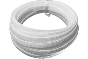 Othmro PET pleciony rozszerzalny rękaw do owijania, 8 mm x 5 m, biały organizer do kabli ochronnych, 1 szt