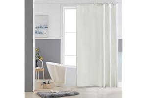 Furlinic Beżowa zasłona prysznicowa odporna na pleśń i wodoodporna, nadająca się do prania, tkanina poliestrowa, zasłony do łazienki z taśmą obciążeniową, 10 haczyków, do wilgotnych pomieszczeń, 152 x