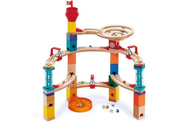 Hape Circuit à Billes en Bois Castle Escape Quadrilla, 51 Pièces + 50 Billes - Circuit Sonore avec 3 Clochettes - Jeux de Construction en Bois - Jeu Enfant de 4 Ans et Plus, Fille et Garçon