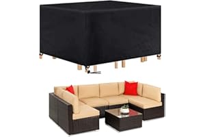 Landrip Garden Furniture Covers, Garden Table Covers Rectangular, Heavy Duty 420D Oxford Rattan Patio Furniture Set Cover, Waterproof Cover for Garden Furniture, 180x120x74CM