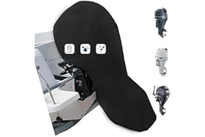 FLYMEI Pokrowiec na silnik zaburtowy o mocy 60–100 KM, pełna osłona silnika łodzi, wiatroszczelna, wodoodporna, wytrzymała tkanina Oxford 600D, powłoka PCW, zamek błyskawiczny, uniwersalny, czarny