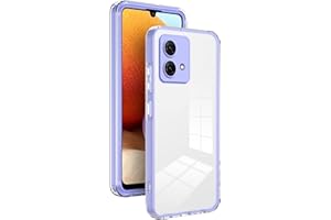 WOKEZ Custodia per Motorola Moto G84, Phone Cover per Motorola G84 con Colori Cornice e Trasparente PC, Antiscivolo Rugged Custodia per Moto G84 con Cuscino-Violet