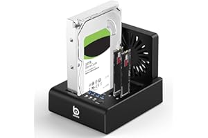 XIAOBI M.2 NVMe & SATA Hard Drive Docking Station, USB C 10Gbps Hard Drive cloner for M.2 PCIe NVMe + SATA 2.5”/3.5” HDD Converter, Offline Cloning, Tool-Free, Cooling Fan
