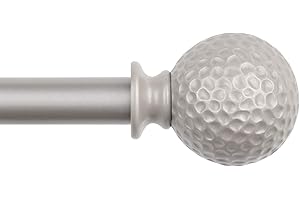 SZXIMU Curtain Pole,Extendable Curtain Rod for Windows 122 to 218cm,Metal Drapery Rod with Hammer Texture Finials,Nickel