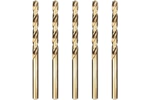 Meccion HSS-Co 5pcs 6.0mm Brocas Helicoidales para Metal, Acero Inoxidable, Madera, Plástico y Hierro