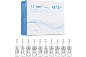 BESTAUTY Dr.pen A10 Cartucce Nano-R - Confezione da 10 Aghi di ricambio usa e getta originali per penna Microneedling - per Dr. penna Ultima A10 Microneedling Electric Derma Pen (modello Nano-R, 10 pezzi)